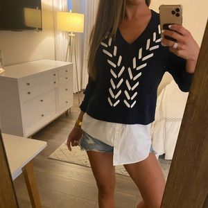 NWOT Veronica Beard XS Navy Edwin Sweater